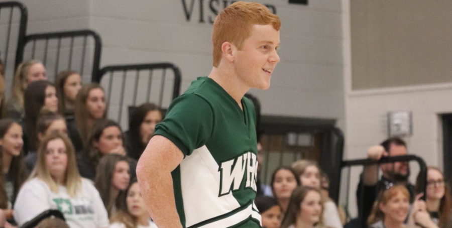 Senior cheerleader Chris Trammell at the Battle of 287 pep rally.