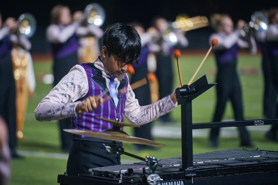 Mateo Martinez plays vibraphone in "Building Paris"