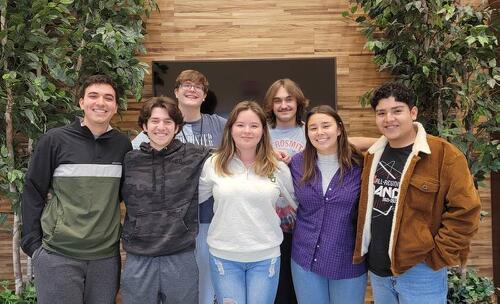 Pictured left to right
Back Row: Erik Schuetz, Kade McKie
Front Row: Owen Bartosh, Josh Martin, Leah Gonzalez, Clara Moriarty, Eric Terrones